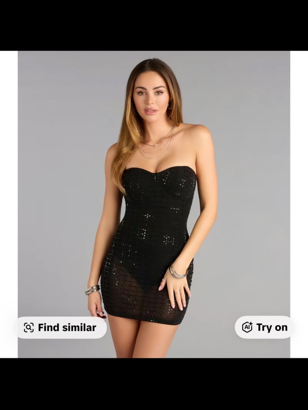 Windsor Black Strapless Sequin Mini Dress